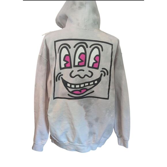 Keith Haring Tie-Dye Hoodie - Hybrid Tees Distressed Graphic Sweatshirt - Picture 6 of 6
